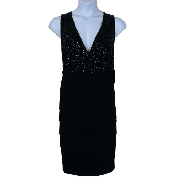B. Smart Sequined Bandage Dress Black Size 22 Sleeveless Cocktail Stretch - Picture 1 of 6